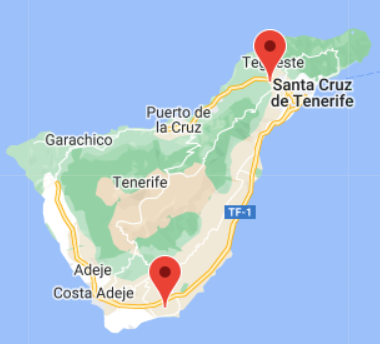 mapa de los aeropuertos de Santa Cruz de Tenerife